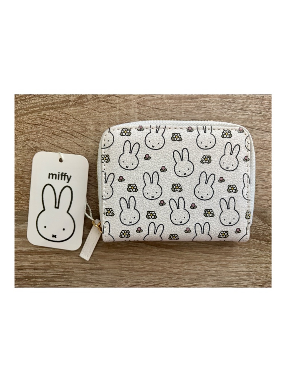 NWT MIFFY Primark Zip Around Wallet White Black Bunnies & Flowers